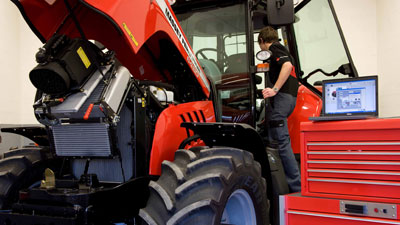 Tractor being serviced